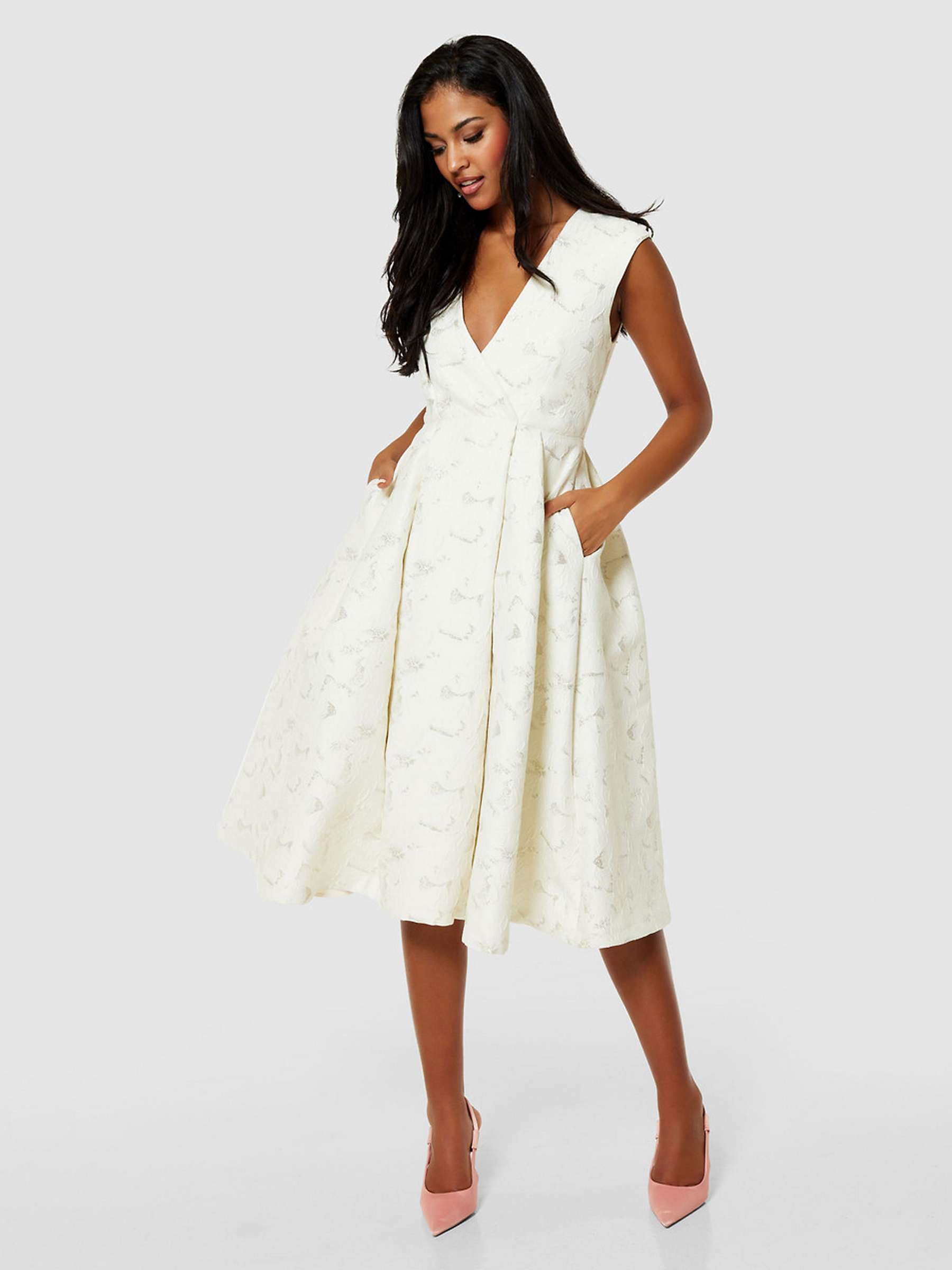 Buy Closet London A-Line Jacquard Dress, Cream Online at johnlewis.com