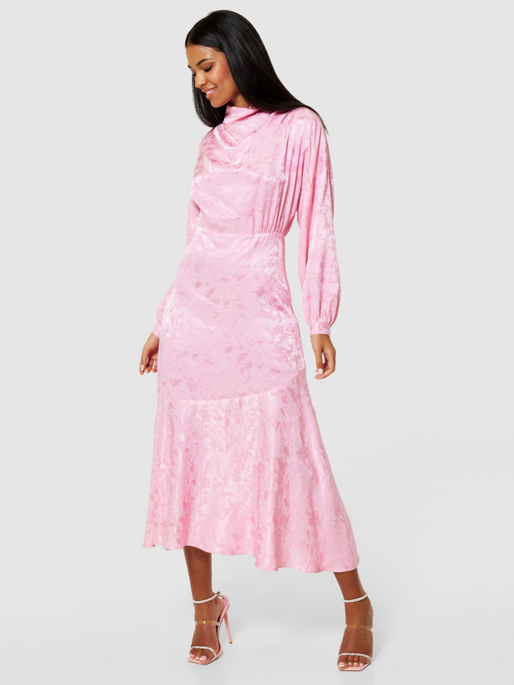 Closet London A-Line Jacquard Print Midi Dress, Pink, 8