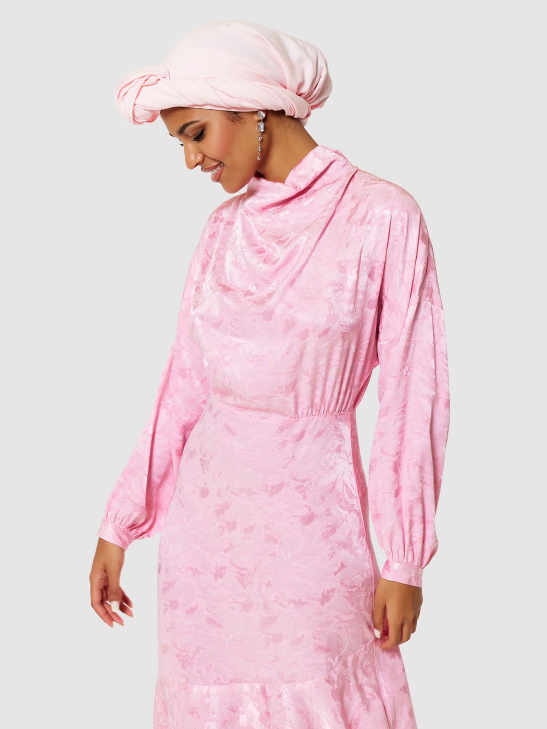 Closet London A-Line Jacquard Print Midi Dress, Pink, 8