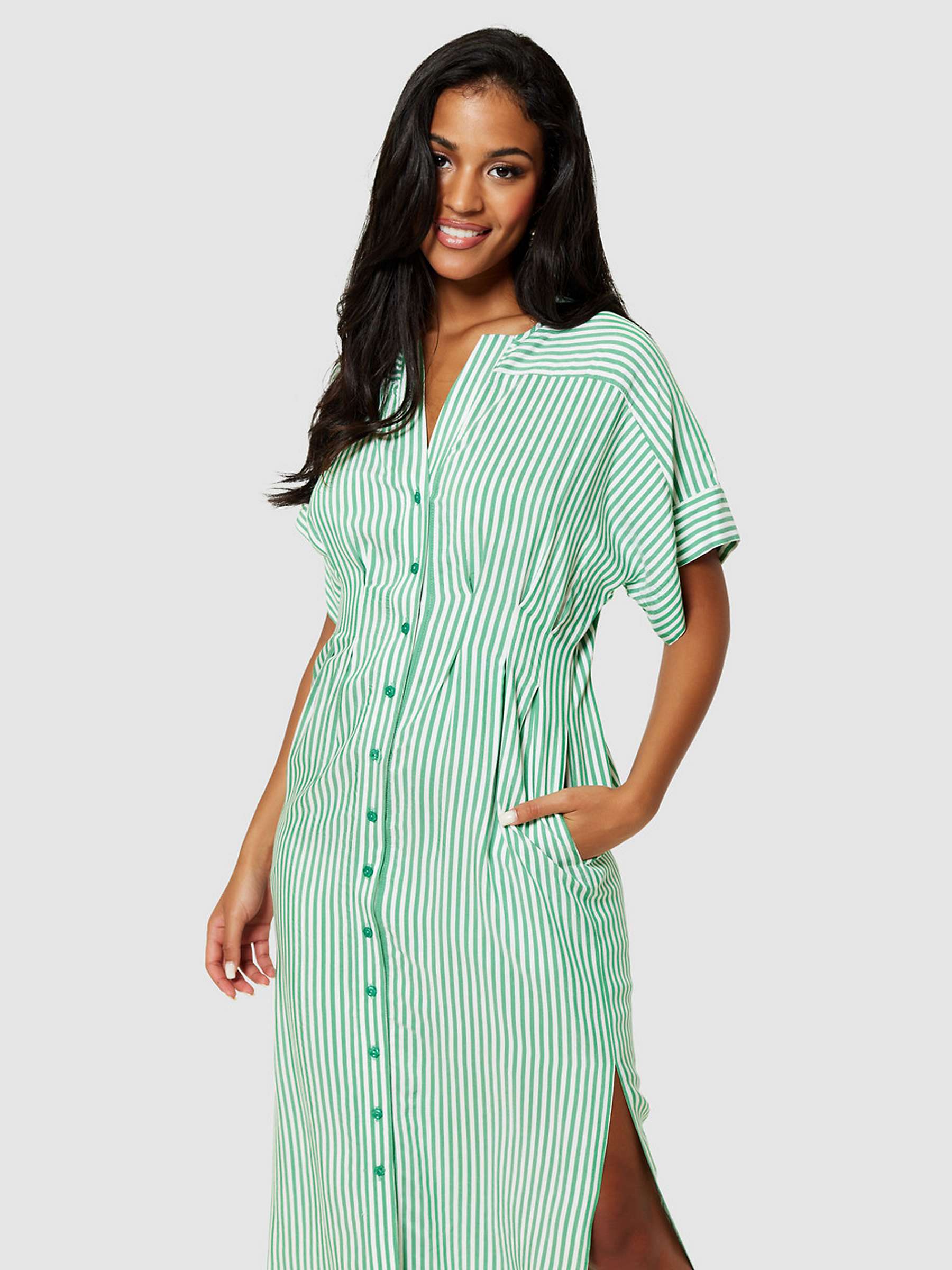 Buy Closet London Stripe Shirt Dress, Green Online at johnlewis.com