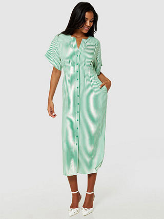 Closet London Stripe Shirt Dress, Green