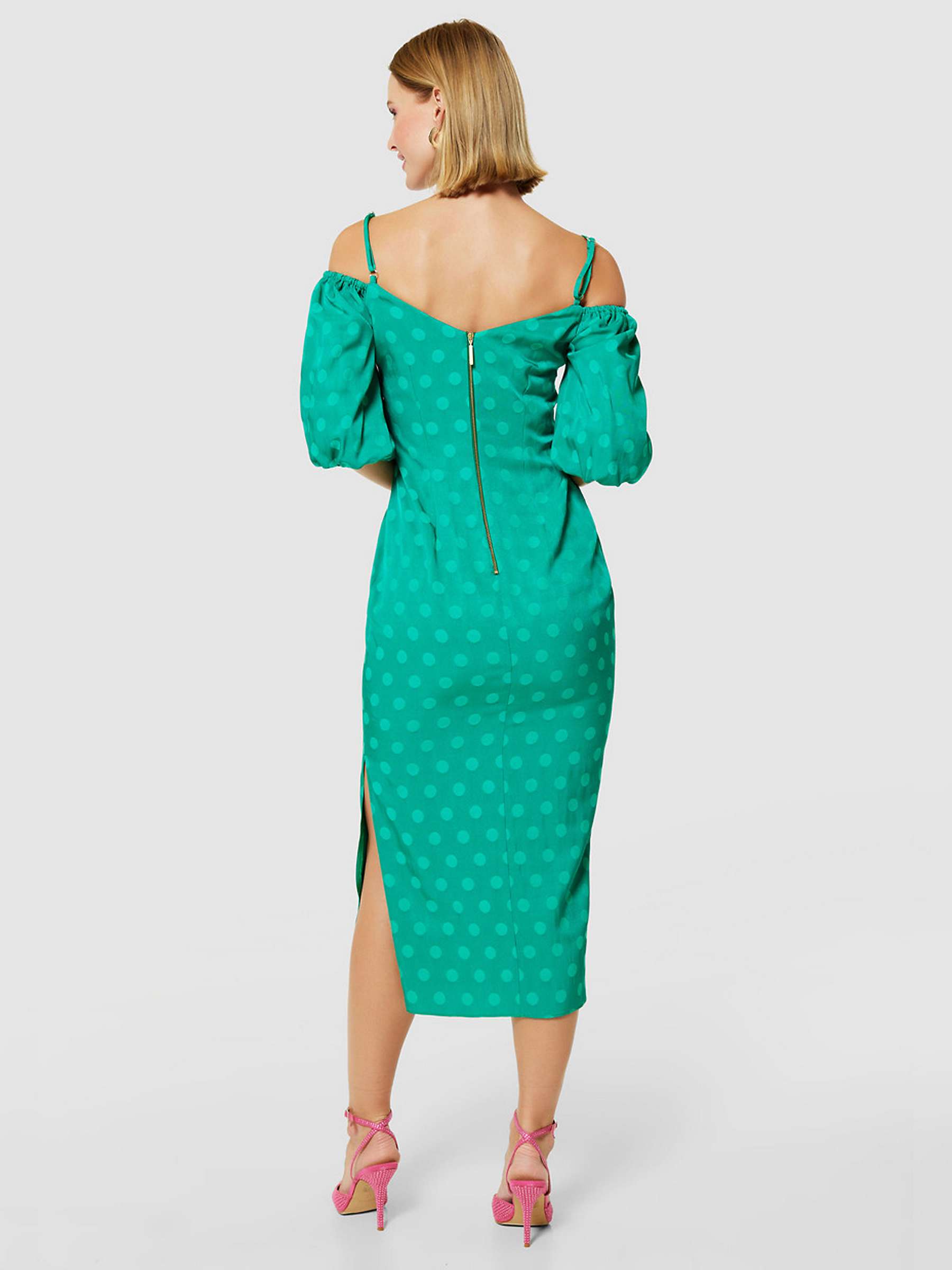 Buy Closet London Polka Dot Jacquard Pencil Dress, Green Online at johnlewis.com