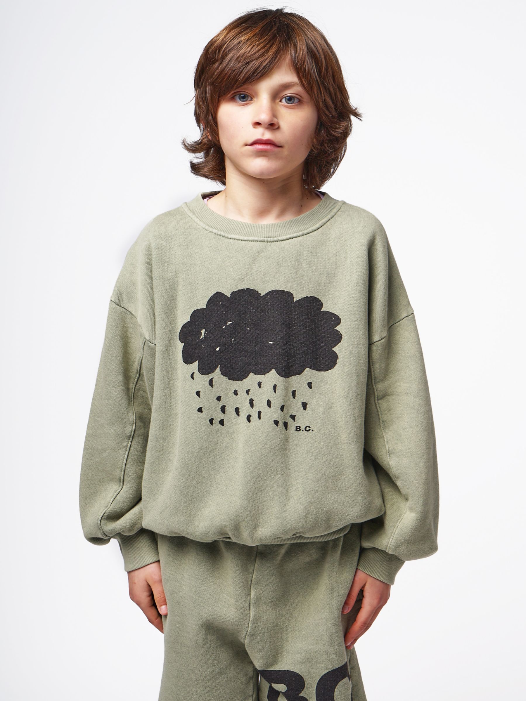 Bobo Choses Kids' Organic Cotton Blend Cloud Sweatshirt, Khaki, 2-3 years