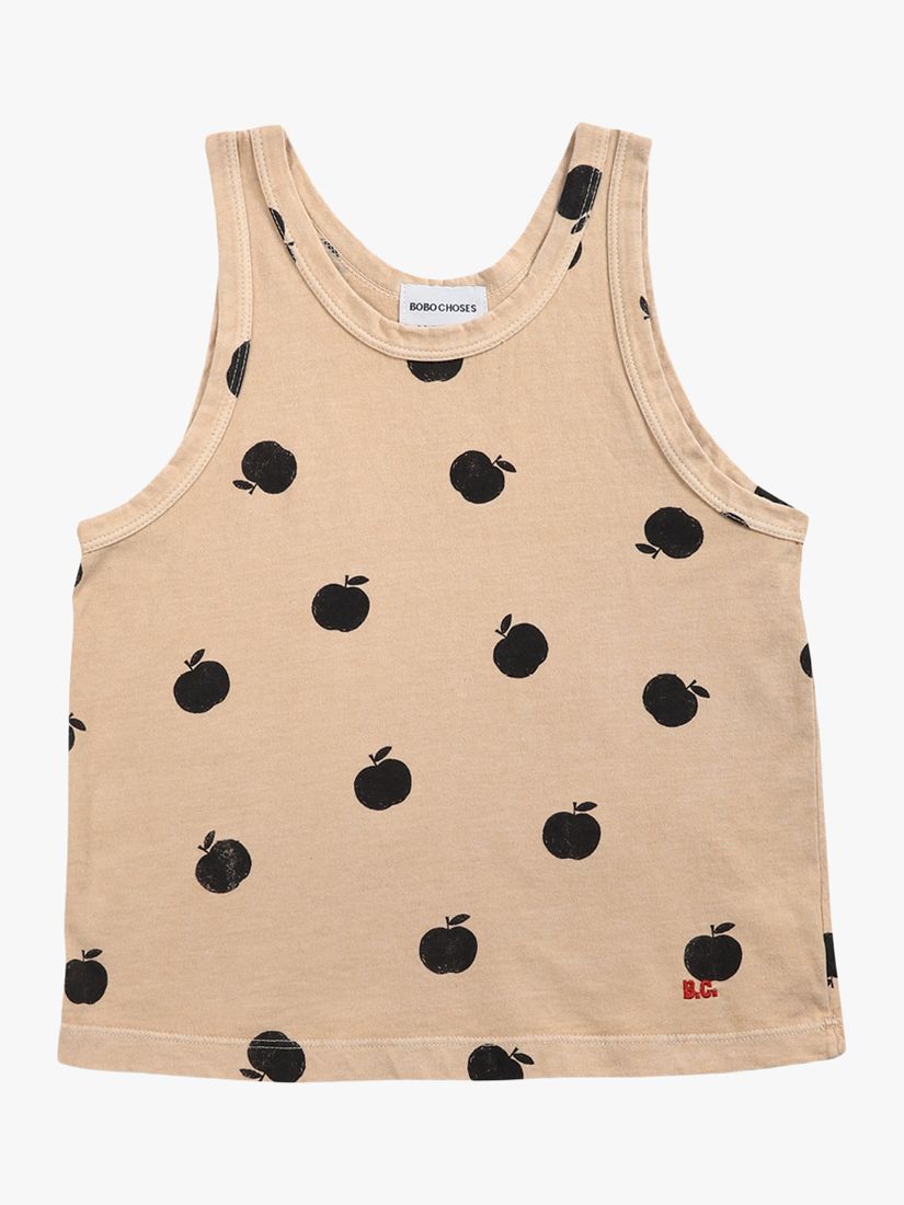 Bobo Choses Kids' Organic Cotton Blend Apple Print Vest Top, Natural, 4-5 years