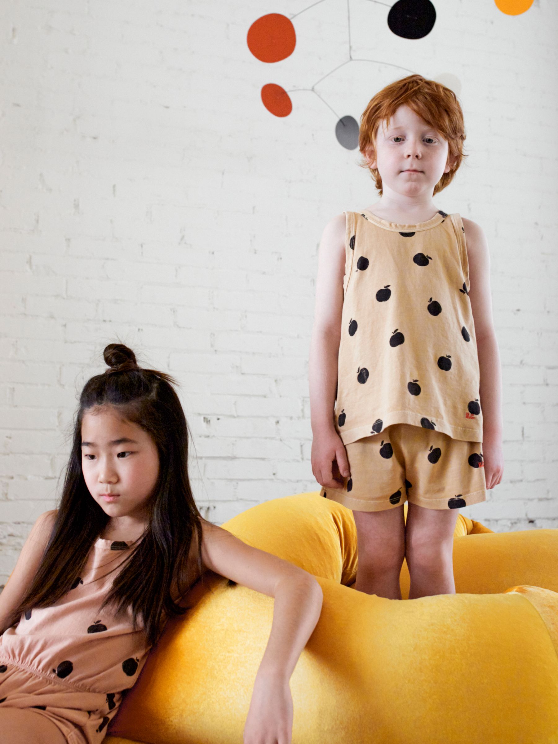 Bobo Choses Kids' Organic Cotton Blend Apple Print Vest Top, Natural, 4-5 years