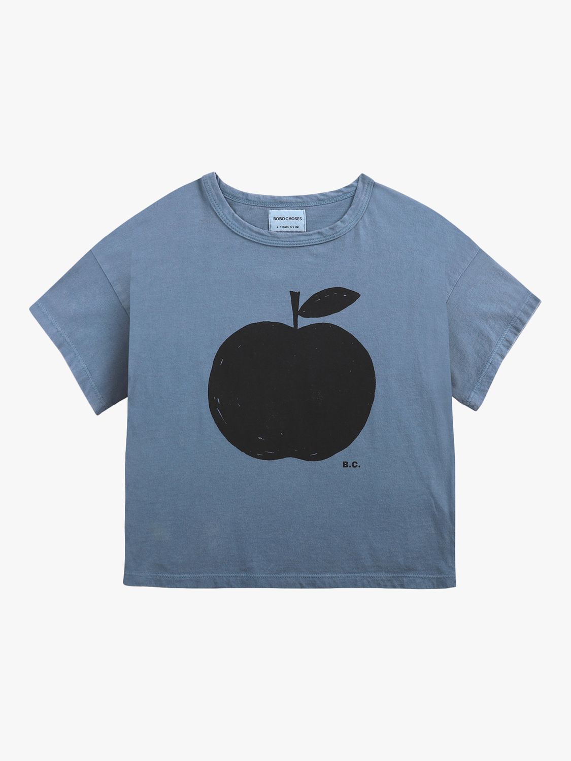 Bobo Choses Kids' Organic Cotton Blend Poma Apple T-Shirt, Blue, 2-3 years