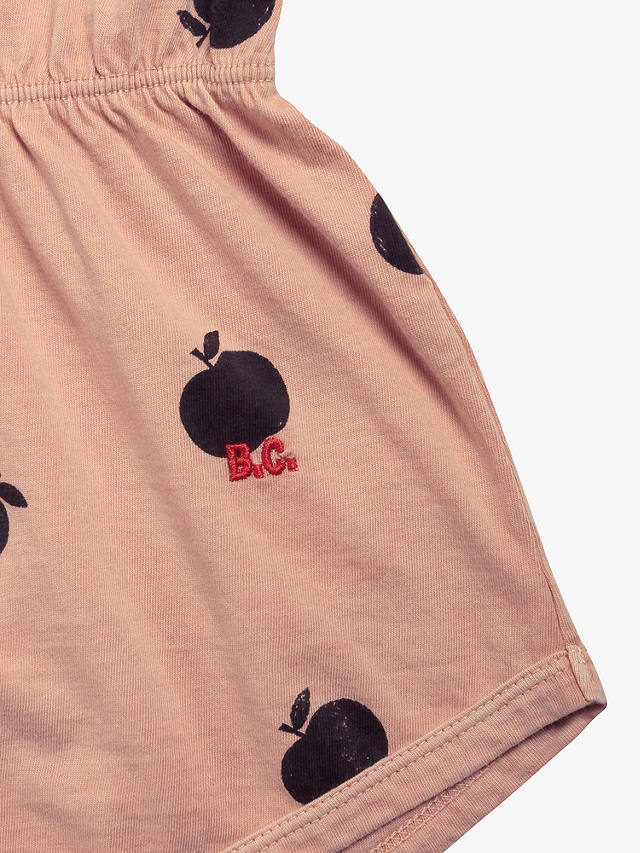 Bobo Choses Kids' Organic Cotton Blend Poma Apple Print Short Playsuit, Pink