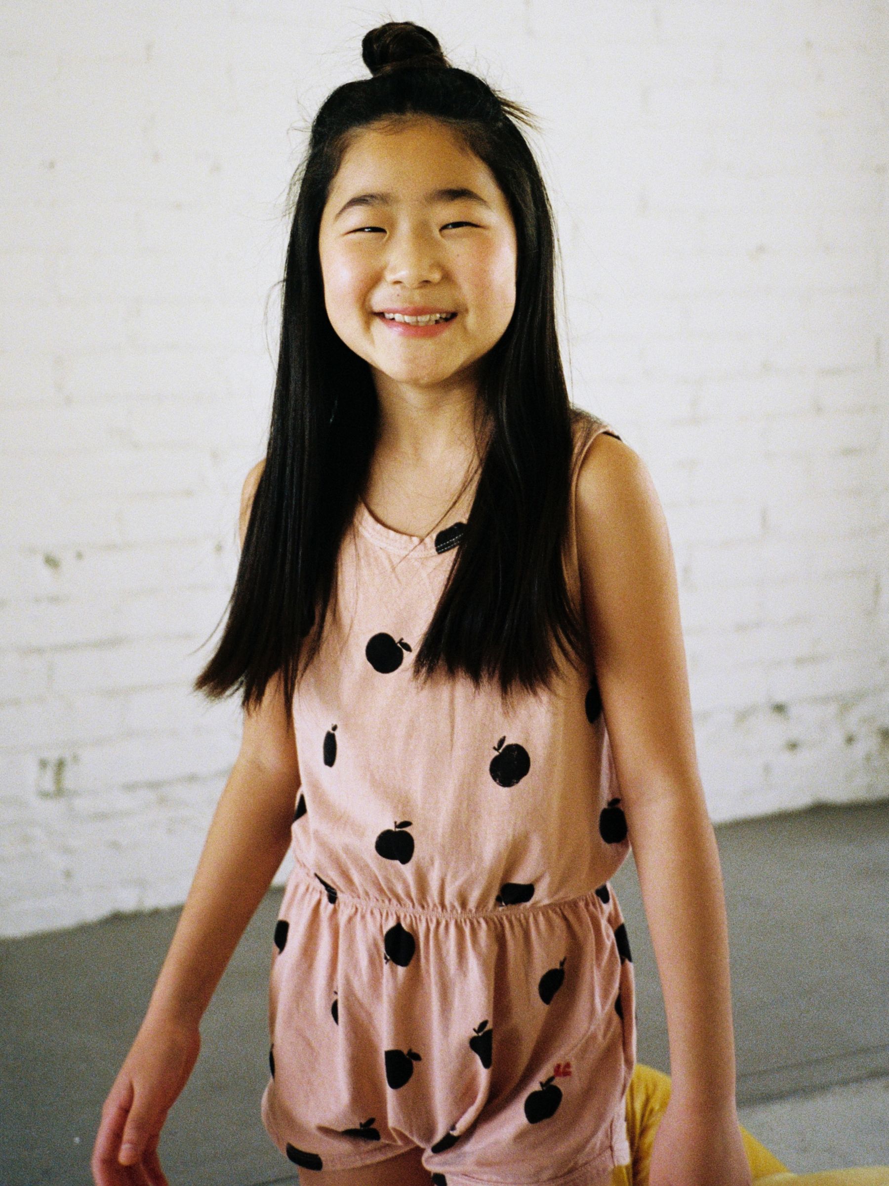 Bobo Choses Kids' Organic Cotton Blend Poma Apple Print Short Playsuit, Pink, 2-3 years