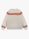 Bobo Choses Kids' Organic Cotton Logo Embroidered Stripe Knit Jumper, Natural