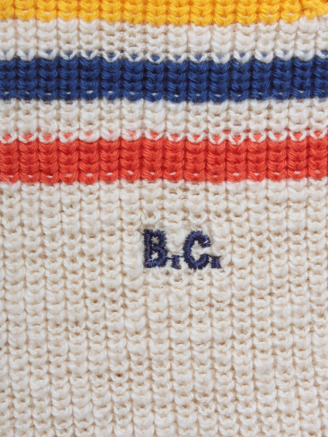 Bobo Choses Kids' Organic Cotton Logo Embroidered Stripe Knit Jumper, Natural