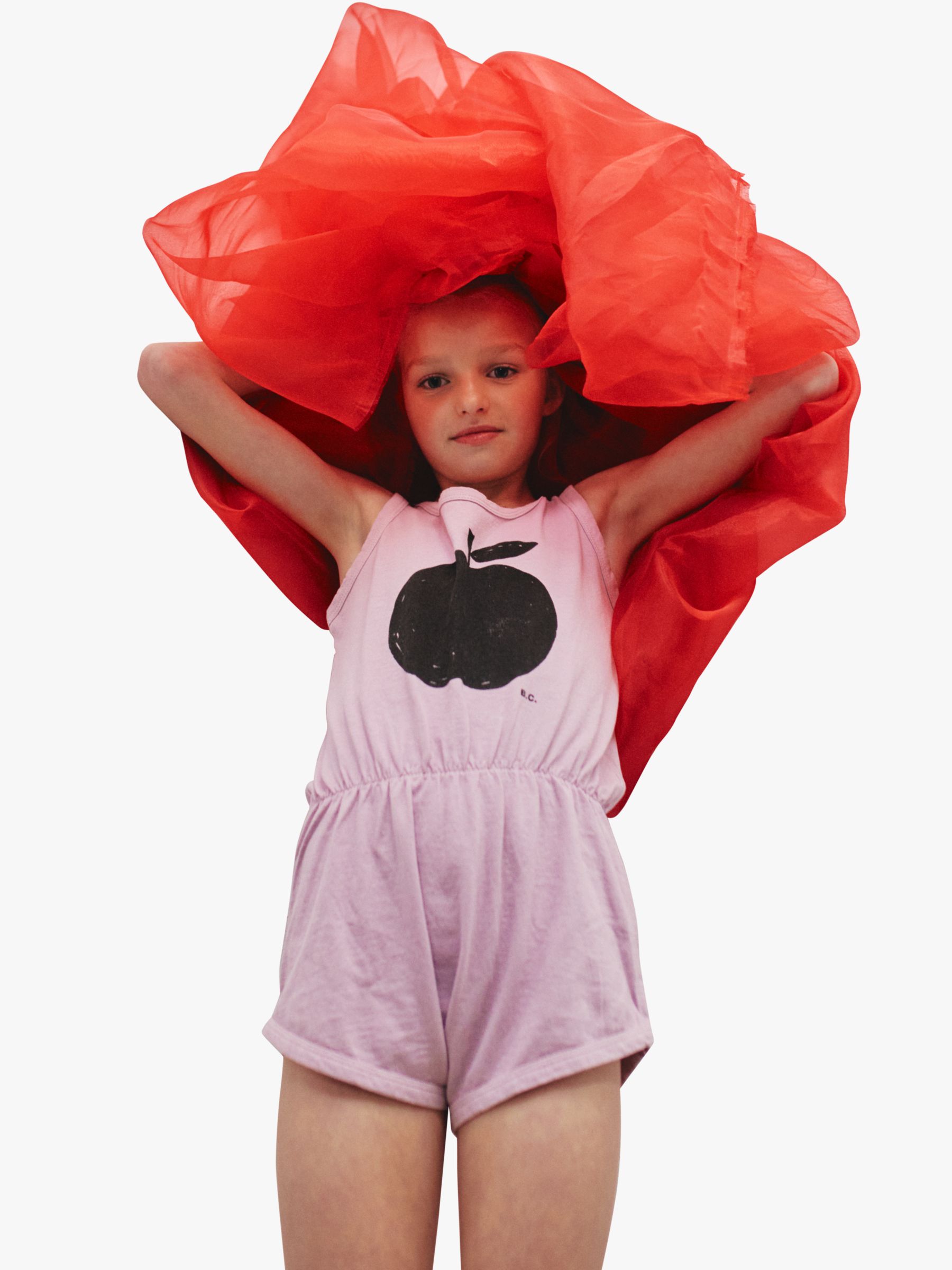 Bobo Choses Kids' Organic Cotton Blend Poma Apple Short Playsuit, Purple, 2-3 years