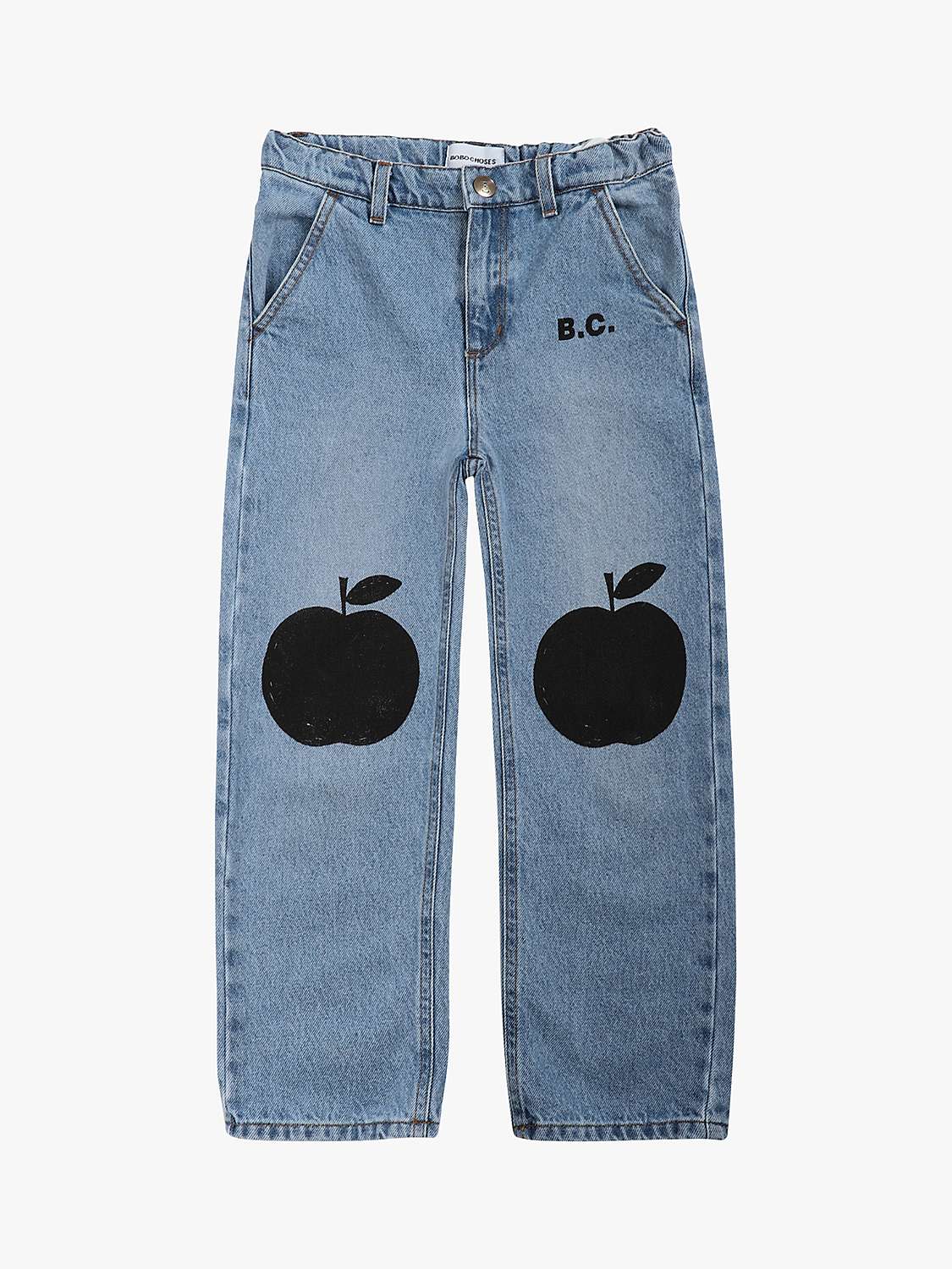 Buy Bobo Choses Kids' Apple Patch Denim Jeans, Mid Wash Online at johnlewis.com