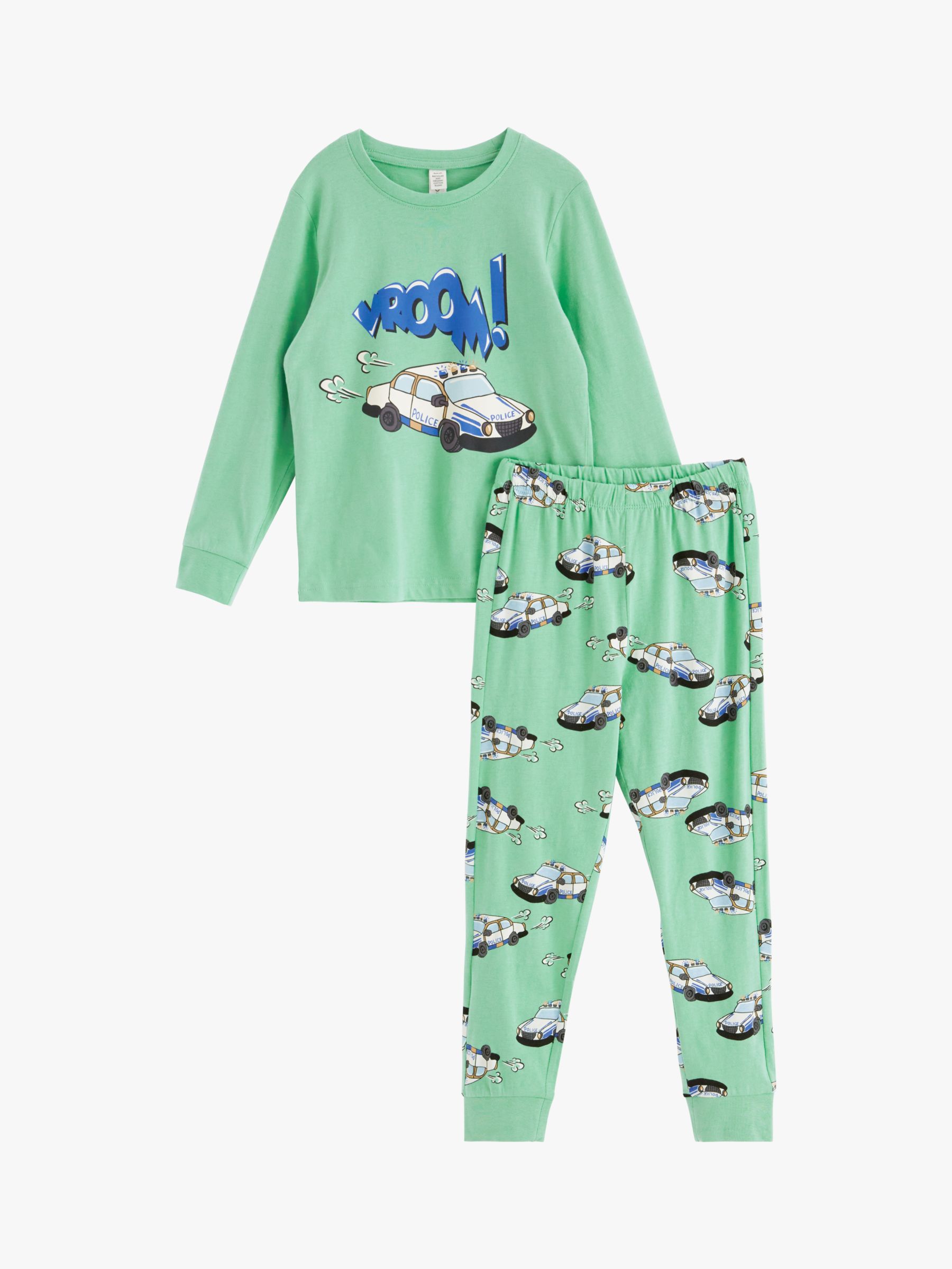 Lindex Kids' Vroom Print Pyjamas, Light Green, 18-24 months