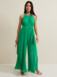 Phase Eight Brea Pleated Wide Leg Jumpsuit, Green