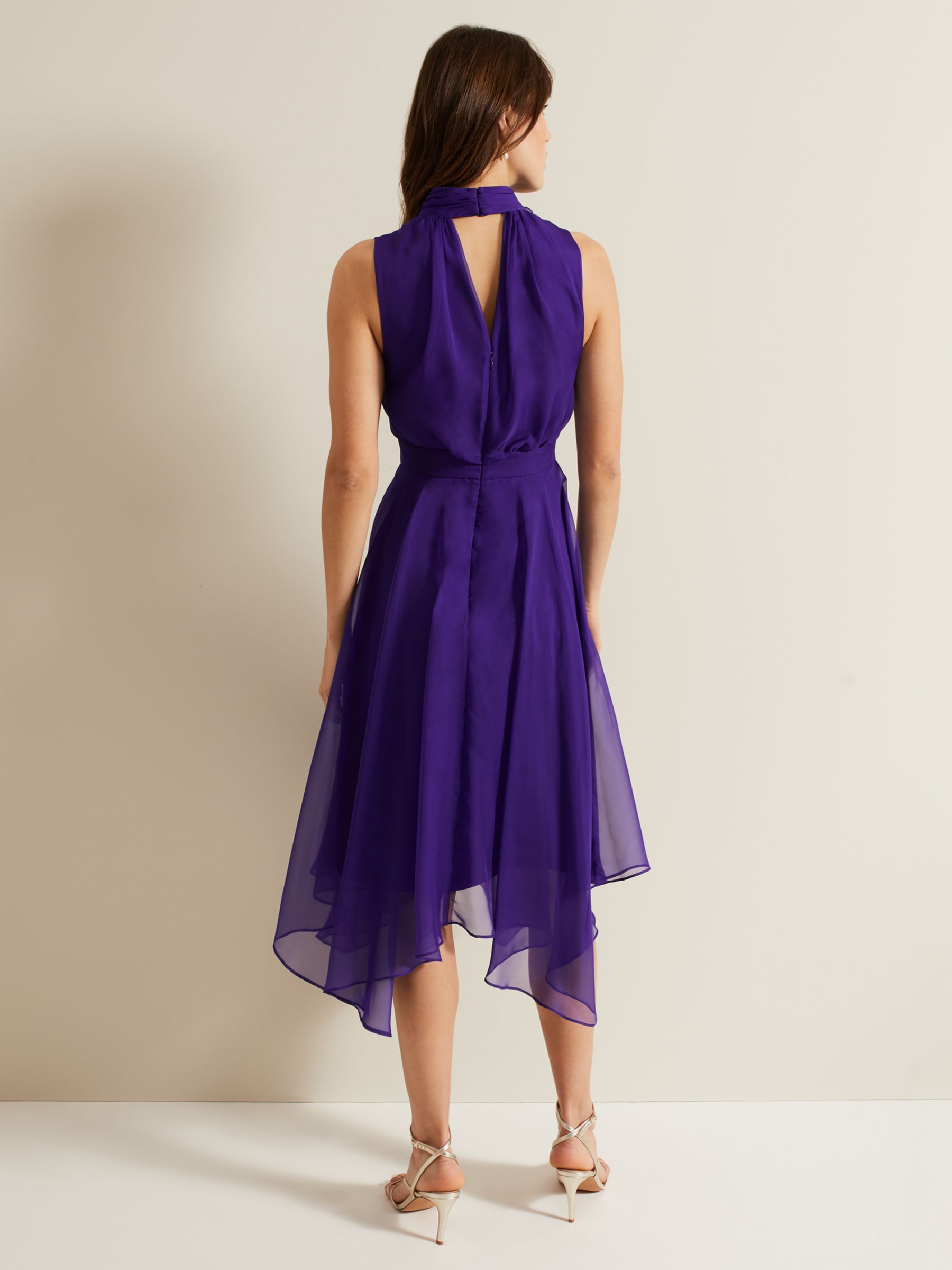 Phase Eight Lucinda High-Low Midi Dress, Purple, 6