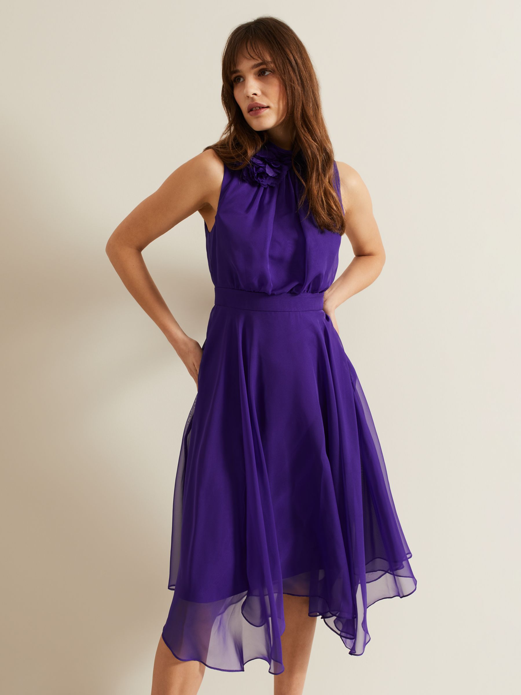 Buy Phase Eight Lucinda High-Low Midi Dress, Purple Online at johnlewis.com