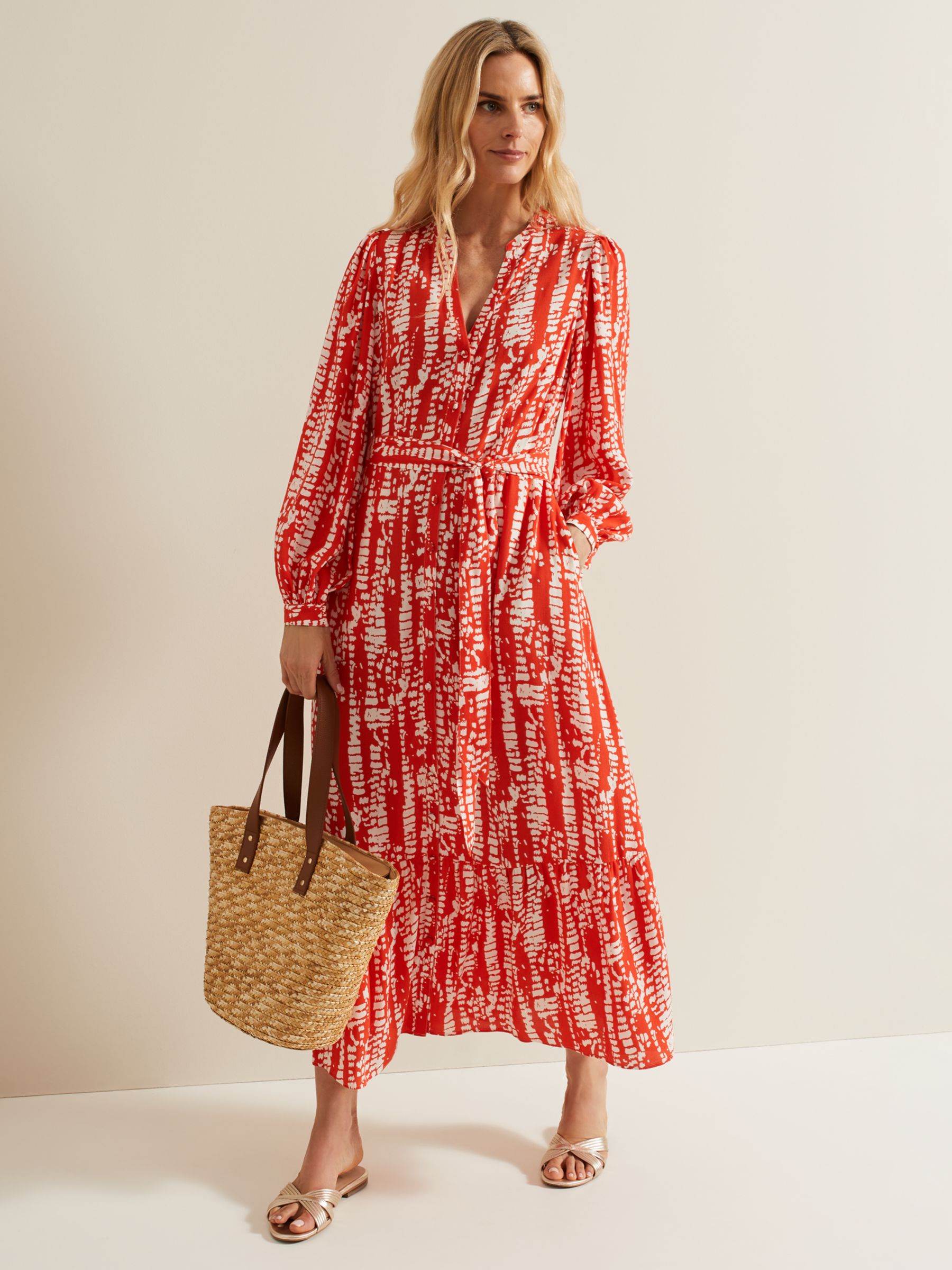Buy Phase Eight Louisa Abstract Print Maxi Dress, Red/Multi Online at johnlewis.com