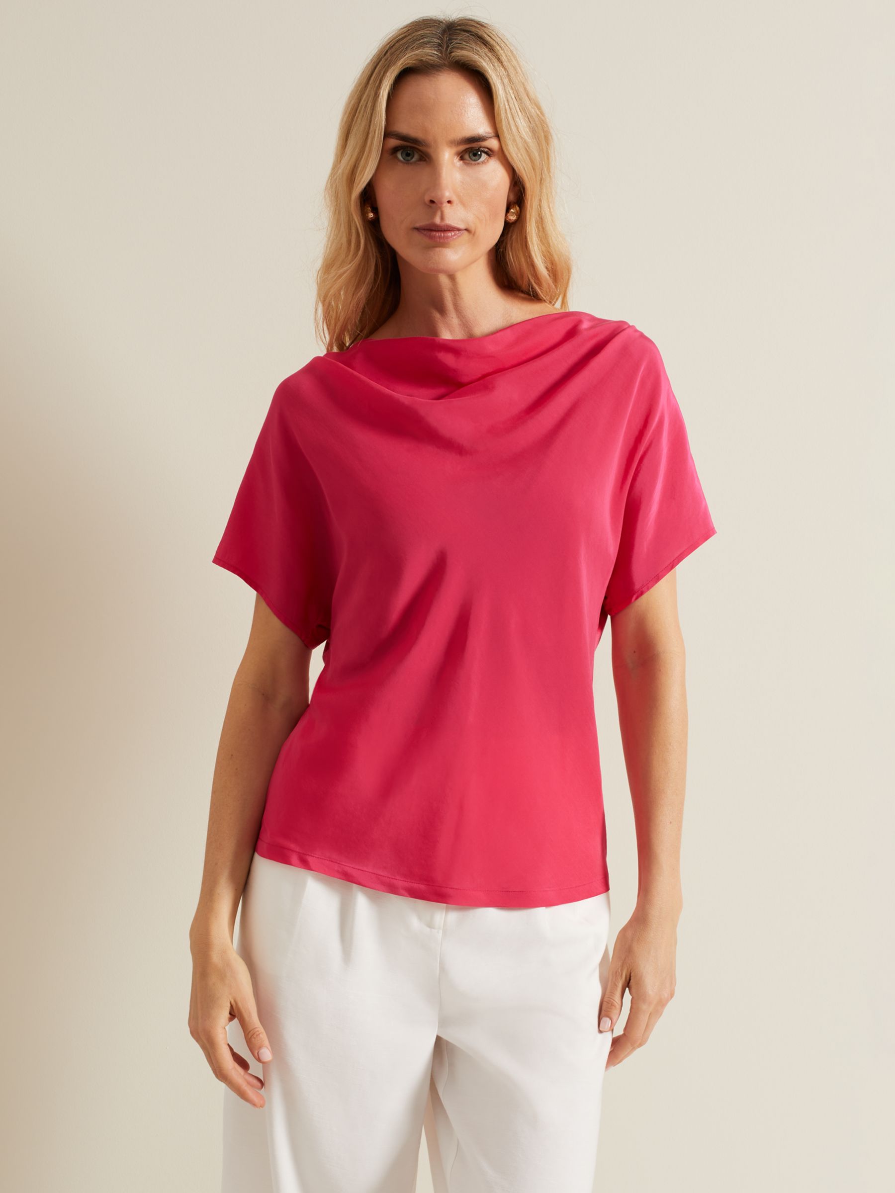 Phase Eight Cheryl Cowl Neck Top, Pink, 8