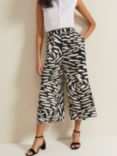 Phase Eight Malaya Abstract Print Culottes, Black/Ivory