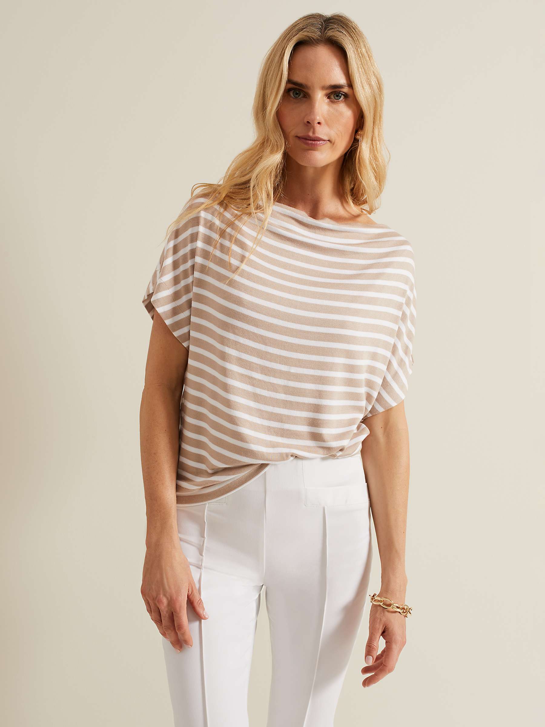 Buy Phase Eight Carina Stripe Cowl Neck Top, Neutral Online at johnlewis.com