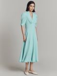 Ghost Madi Puff Sleeve Midi Dress, Light Blue