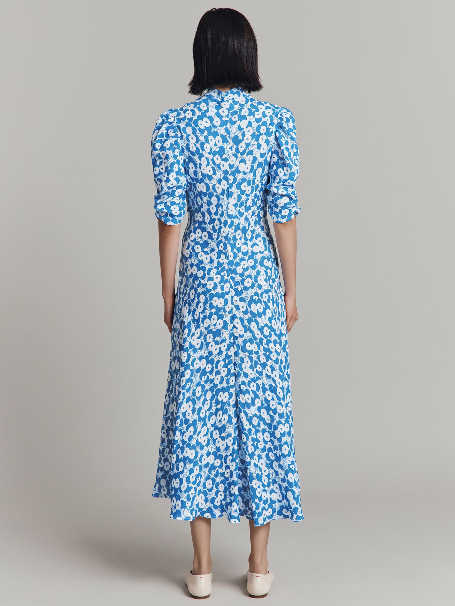 Ghost Madi Floral Midi Dress, Blue Buds, XS