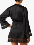 Coco de Mer Seraphine Lace Trim Silk Robe, Black