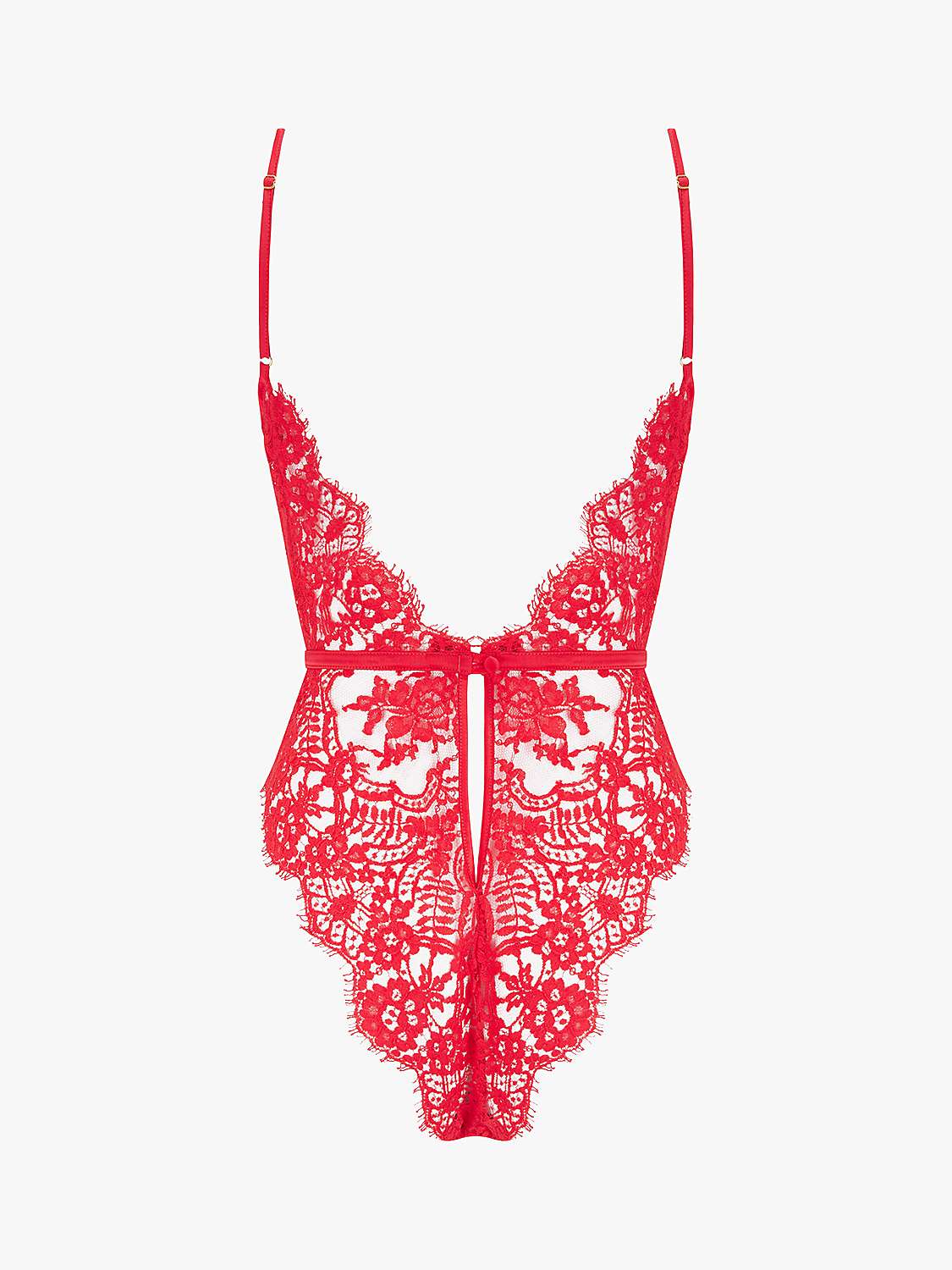 Buy Coco de Mer Marella Sheer Floral Bodysuit, Red Online at johnlewis.com