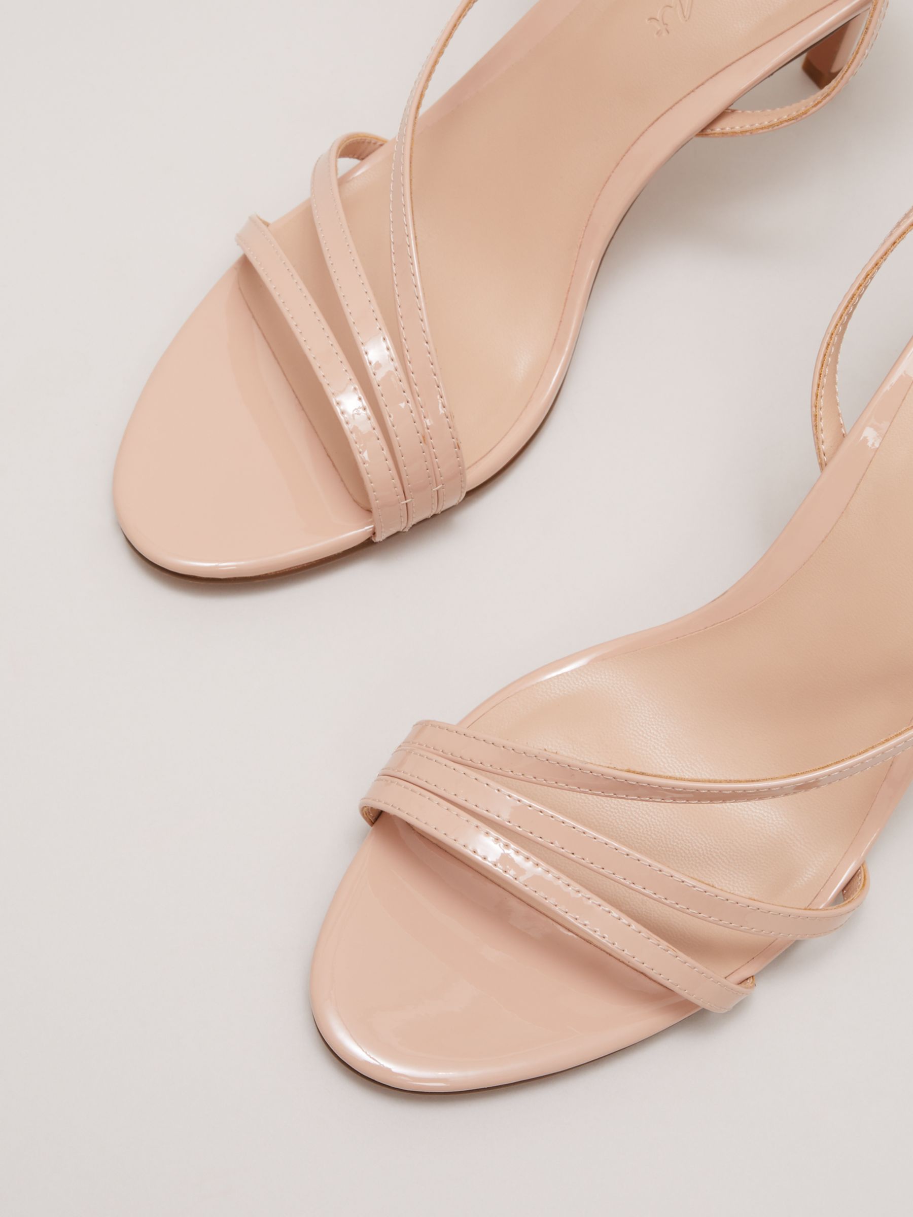 Phase Eight Patent Leather Barely There Strappy Sandals, Pale Pink, EU36