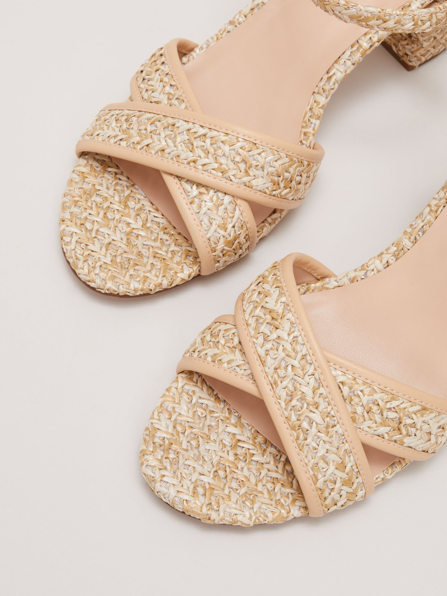 Phase Eight Raffia Block Heel, Natural