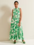 Phase Eight Petite Kara Maxi Tiered Floral Dress, Green/Cream