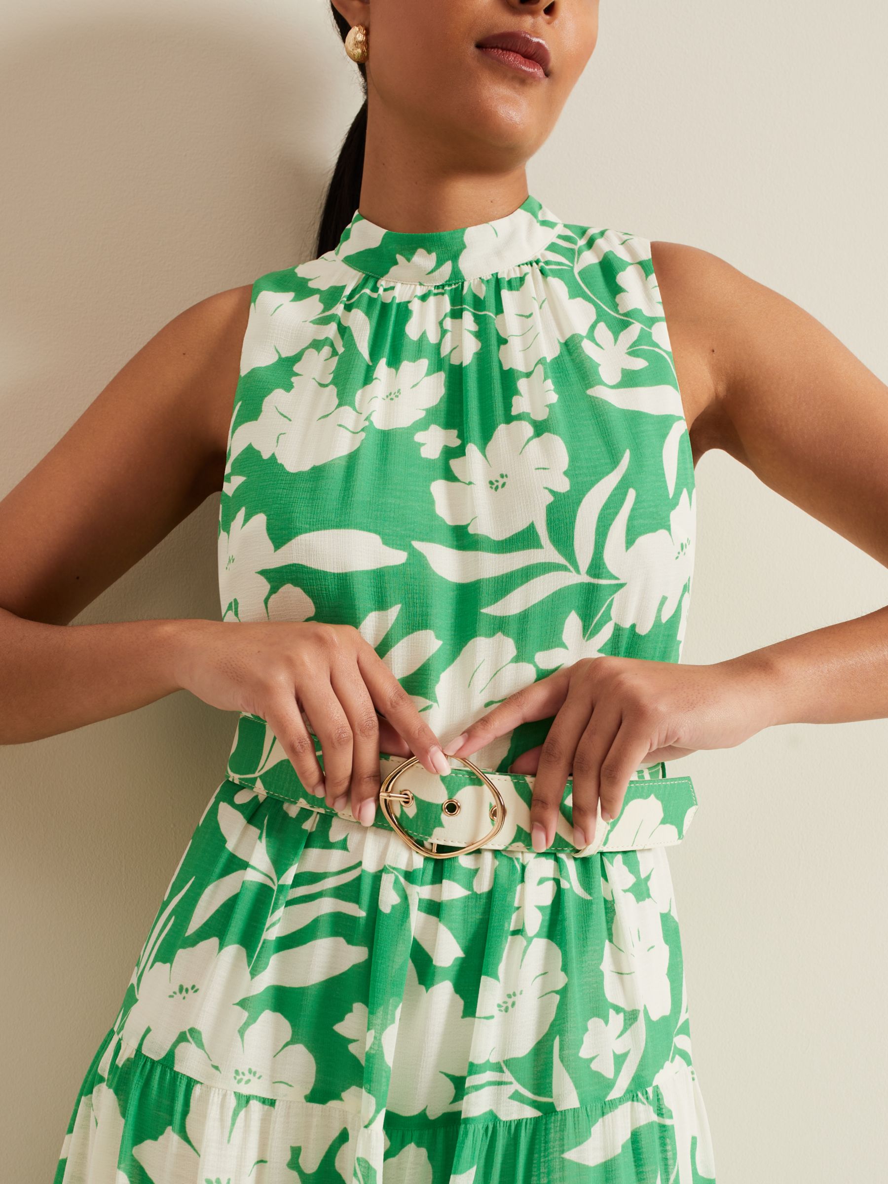 Buy Phase Eight Petite Kara Maxi Tiered Floral Dress, Green/Cream Online at johnlewis.com
