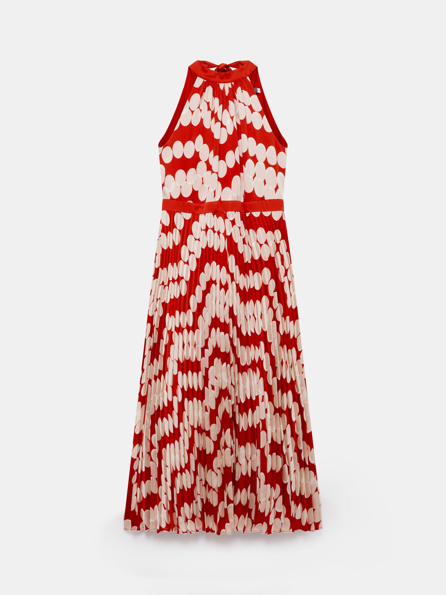 Buy Mint Velvet Spot Print Pleated Midi Dress, Red/Cream Online at johnlewis.com