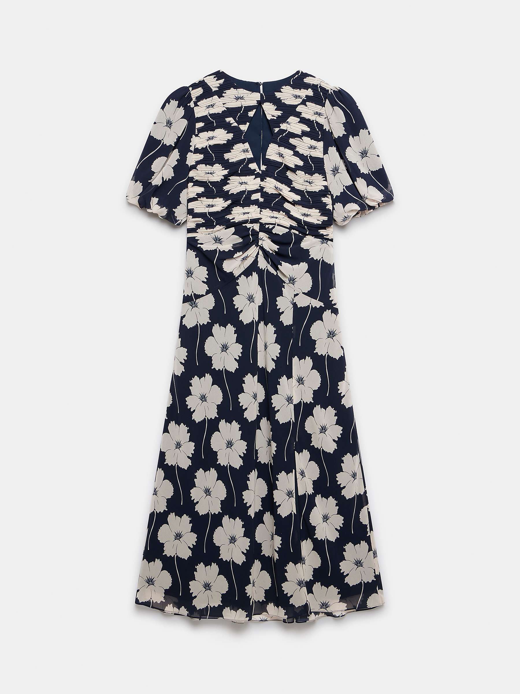 Buy Mint Velvet Floral Print Pleat Detail Midi Dress, Navy/Ivory Online at johnlewis.com