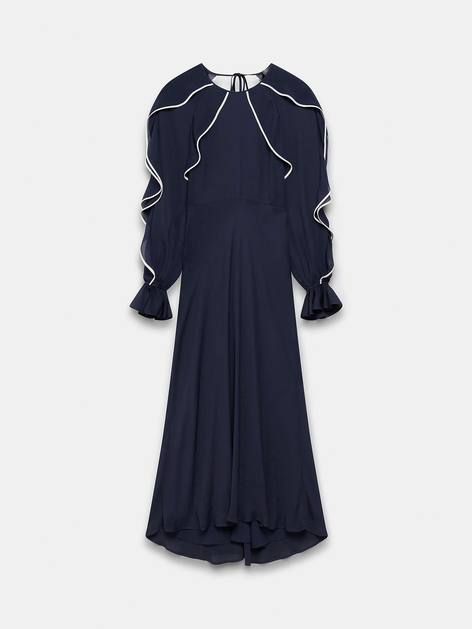 Buy Mint Velvet Contrast Ruffle Midi Dress, Navy Online at johnlewis.com