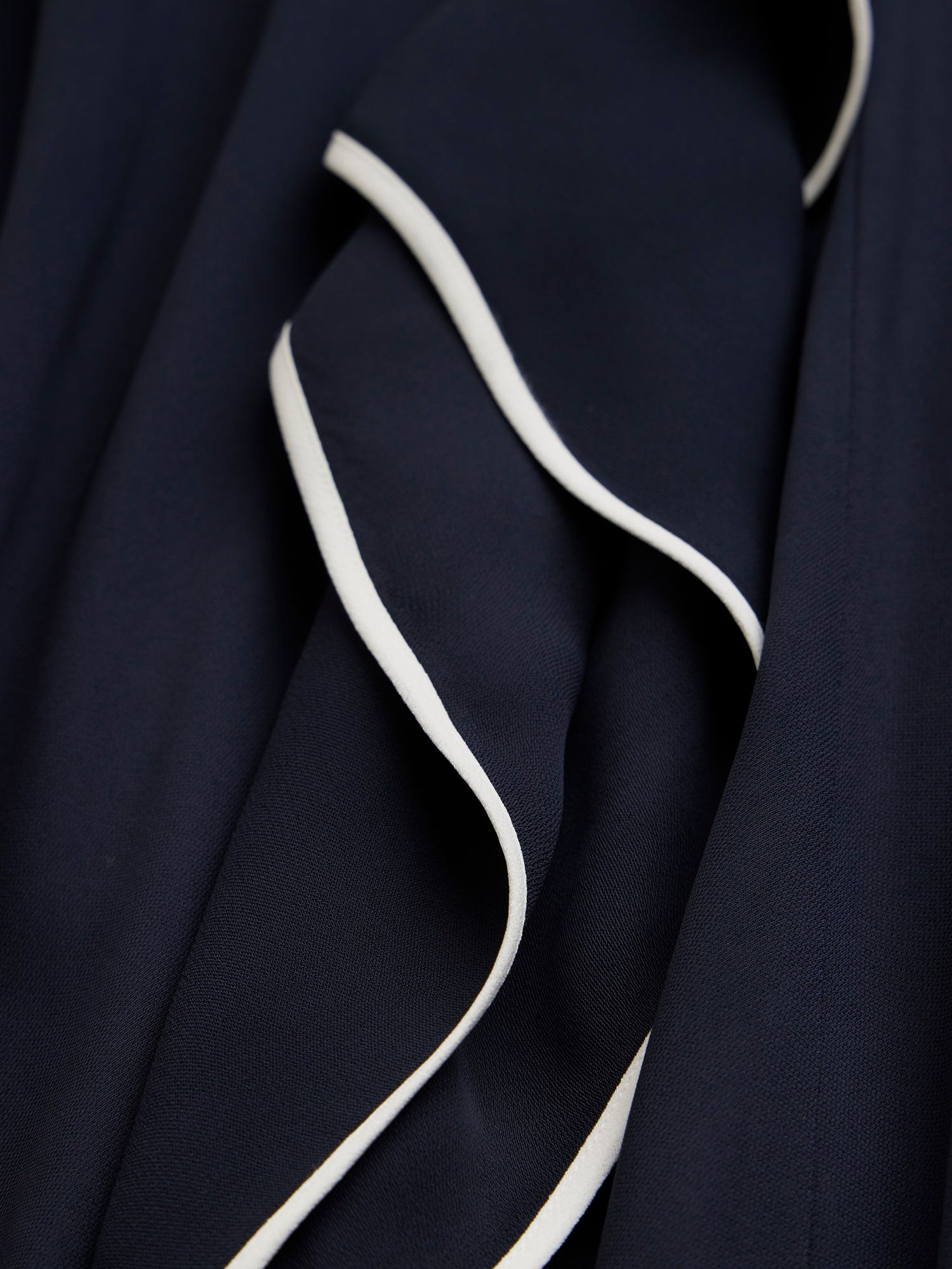 Mint Velvet Contrast Ruffle Midi Dress, Navy, 6