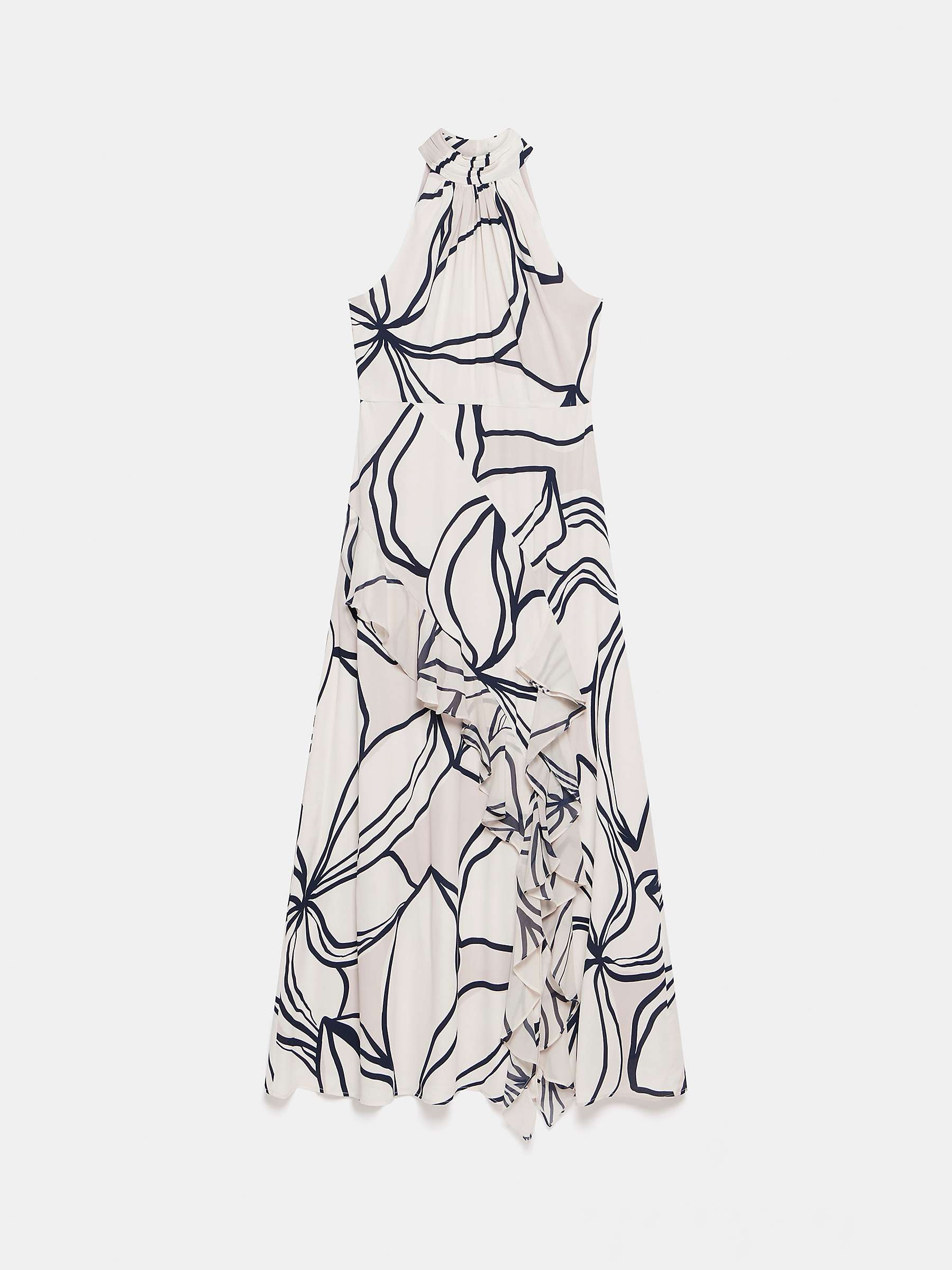 Buy Mint Velvet Halterneck Ruffle Detail Maxi Dress, Cream/Multi Online at johnlewis.com