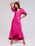 Mint Velvet Fishtail Hem Satin Maxi Dress, Pink