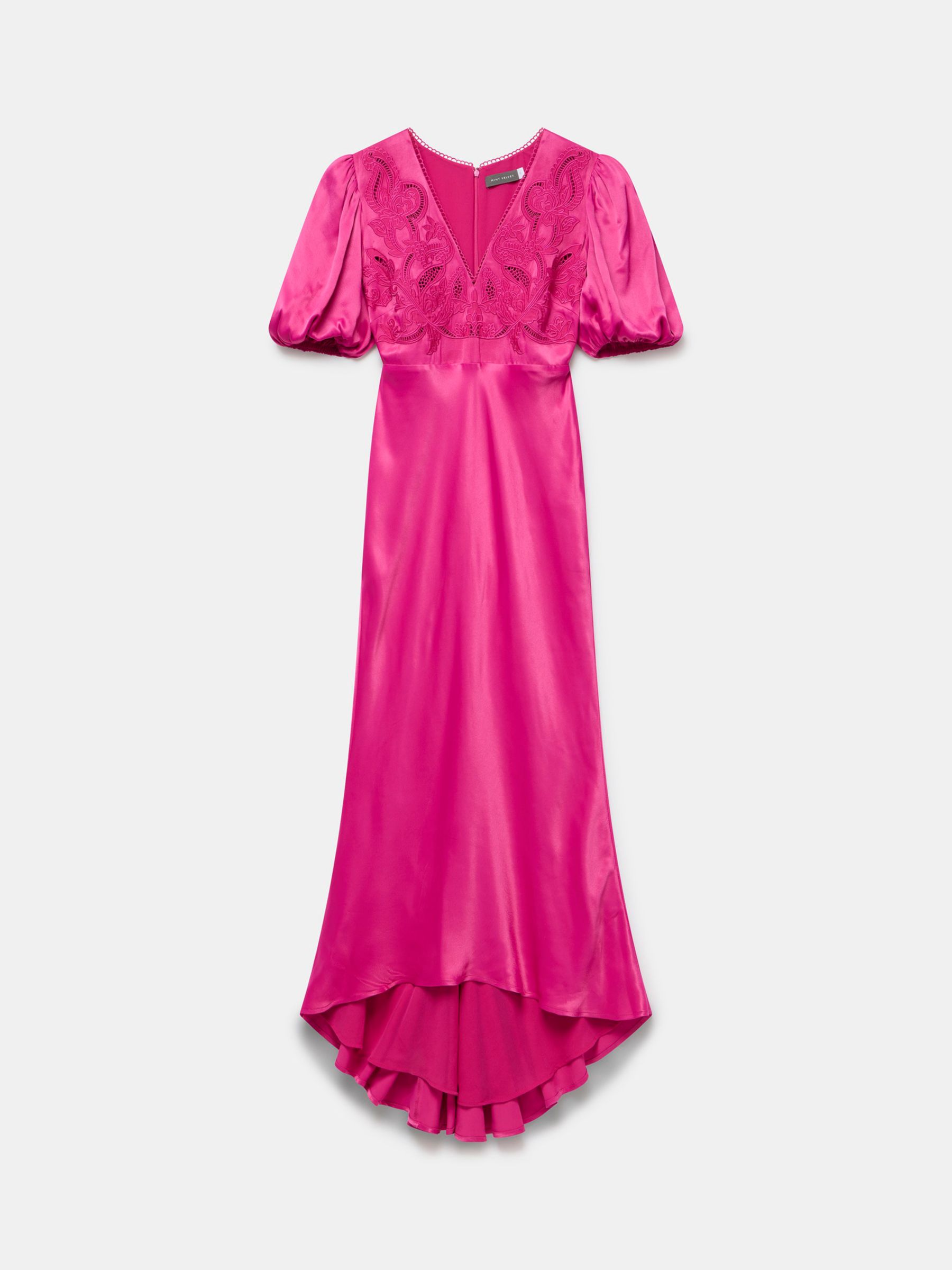 Mint Velvet Fishtail Hem Satin Maxi Dress, Pink, 6
