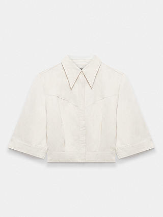 Mint Velvet Coated Cropped Shirt, Cream