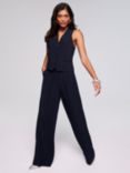 Mint Velvet Pleat Wide Leg Trousers, Navy