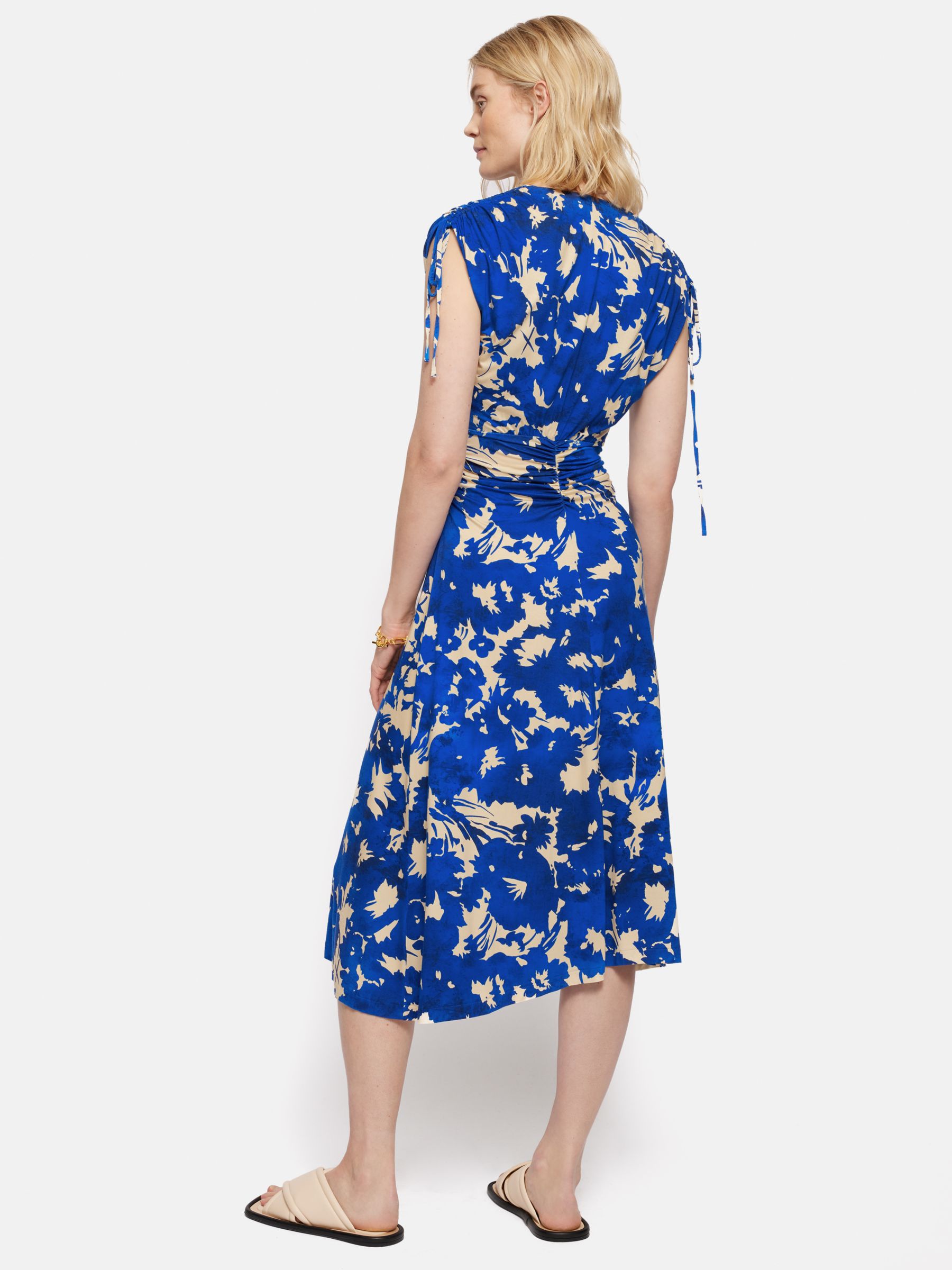 Buy Jigsaw Peony Abstract Print Midi Dress, Cobalt/Beige Online at johnlewis.com