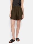 Jigsaw Elastic Waist Linen Shorts, Khaki