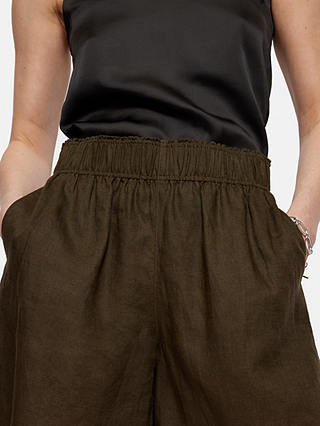 Jigsaw Elastic Waist Linen Shorts, Khaki