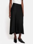 Jigsaw Satin Bias Cut Asymmetric Midi Skirt, Black