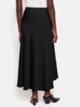 Jigsaw Satin Bias Cut Asymmetric Midi Skirt, Black