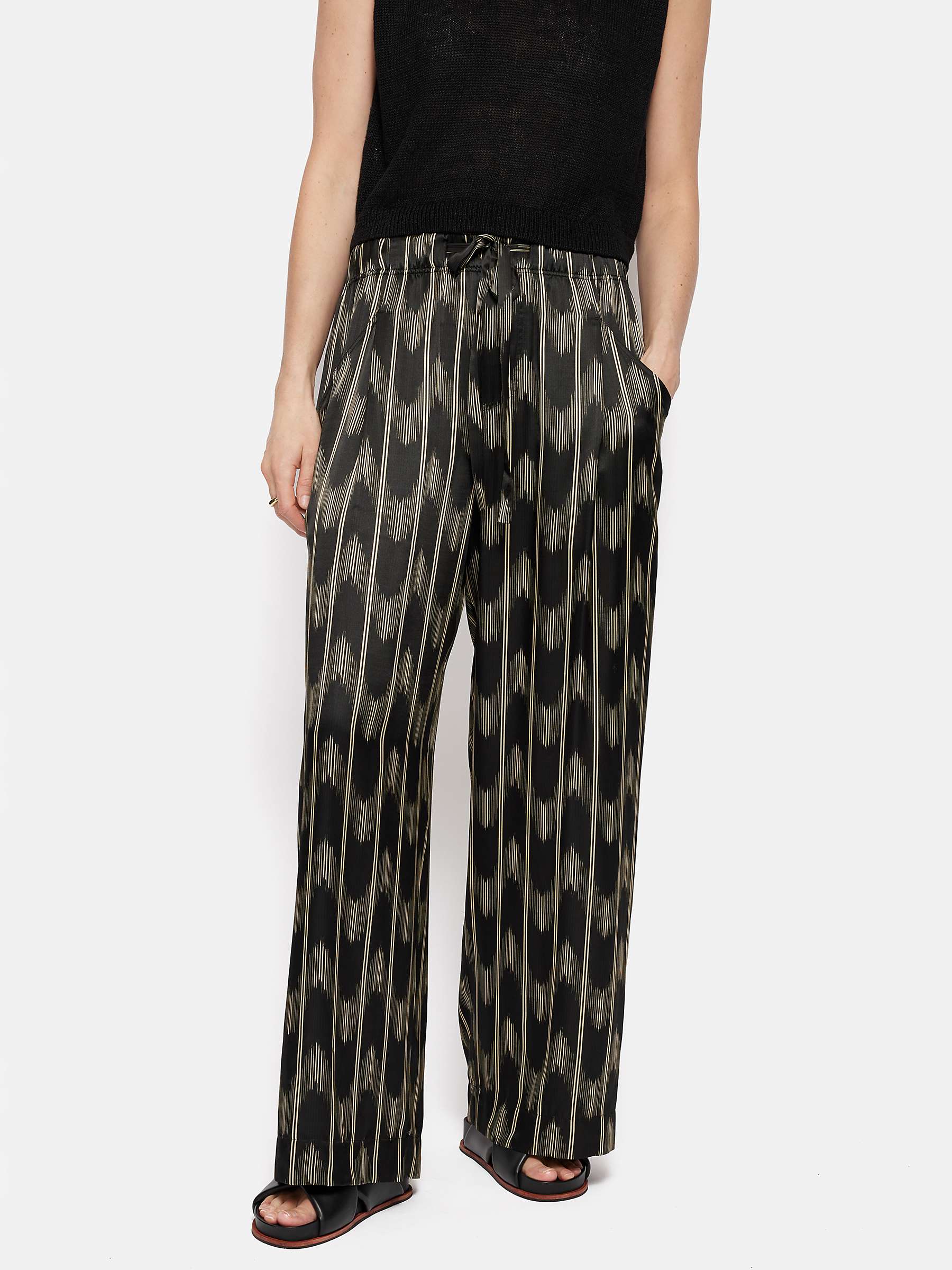 Buy Jigsaw Ikat Stripe Silk Blend Trousers, Black/Multi Online at johnlewis.com