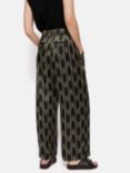 Jigsaw Ikat Stripe Silk Blend Trousers, Black/Multi, Black/Multi