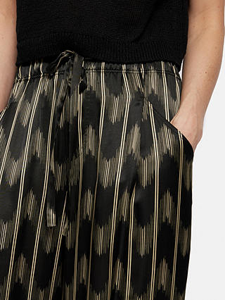 Jigsaw Ikat Stripe Silk Blend Trousers, Black/Multi
