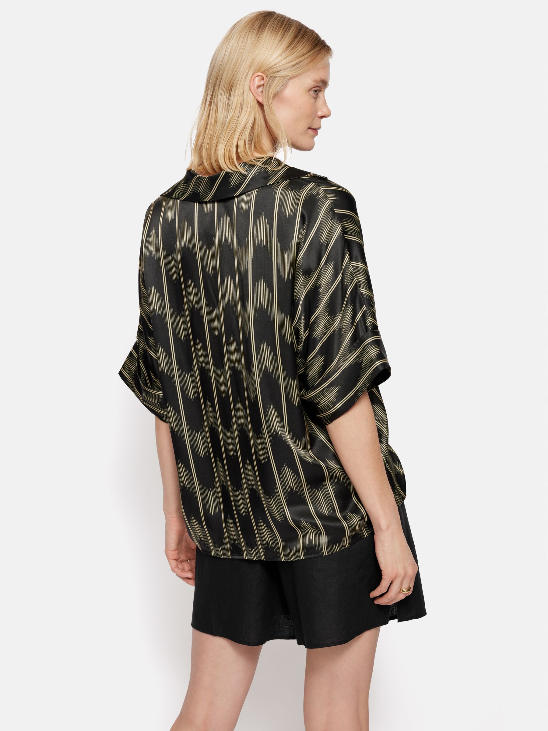 Buy Jigsaw Ikat Stripe Silk Blend Top, Black/Multi Online at johnlewis.com